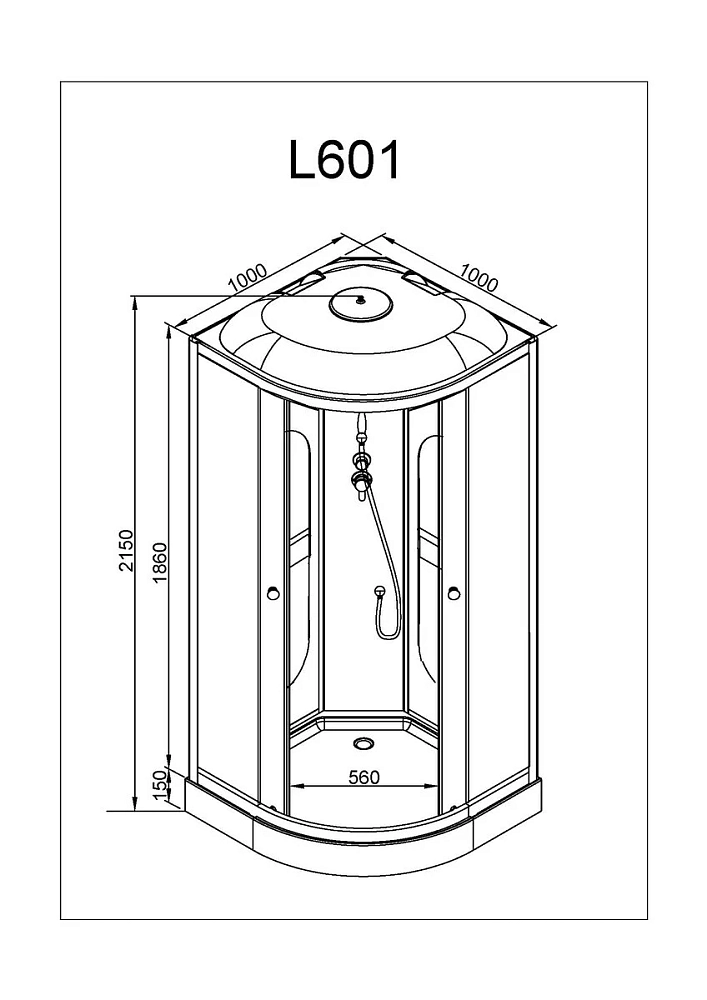 Душевая кабина Deto L L601GM+EL