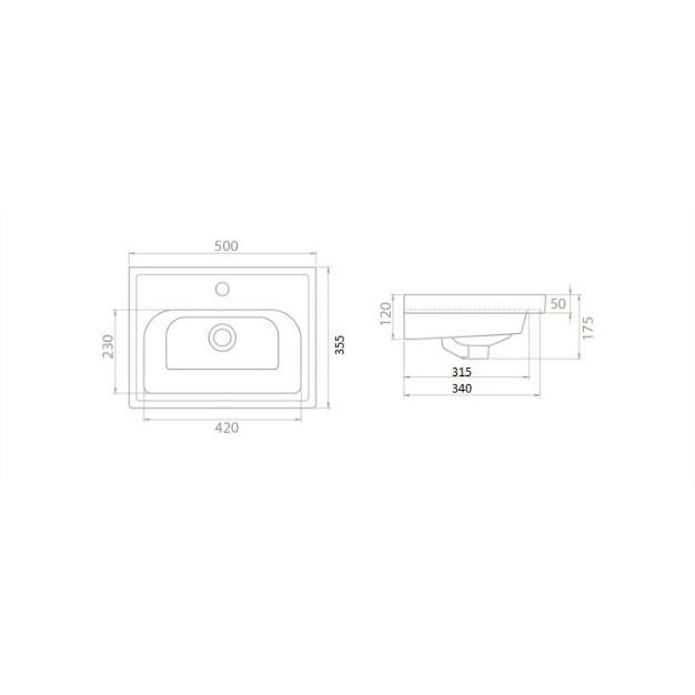 Умывальник мебельный Opadiris CeraStyle Frame 50 030900-u белый