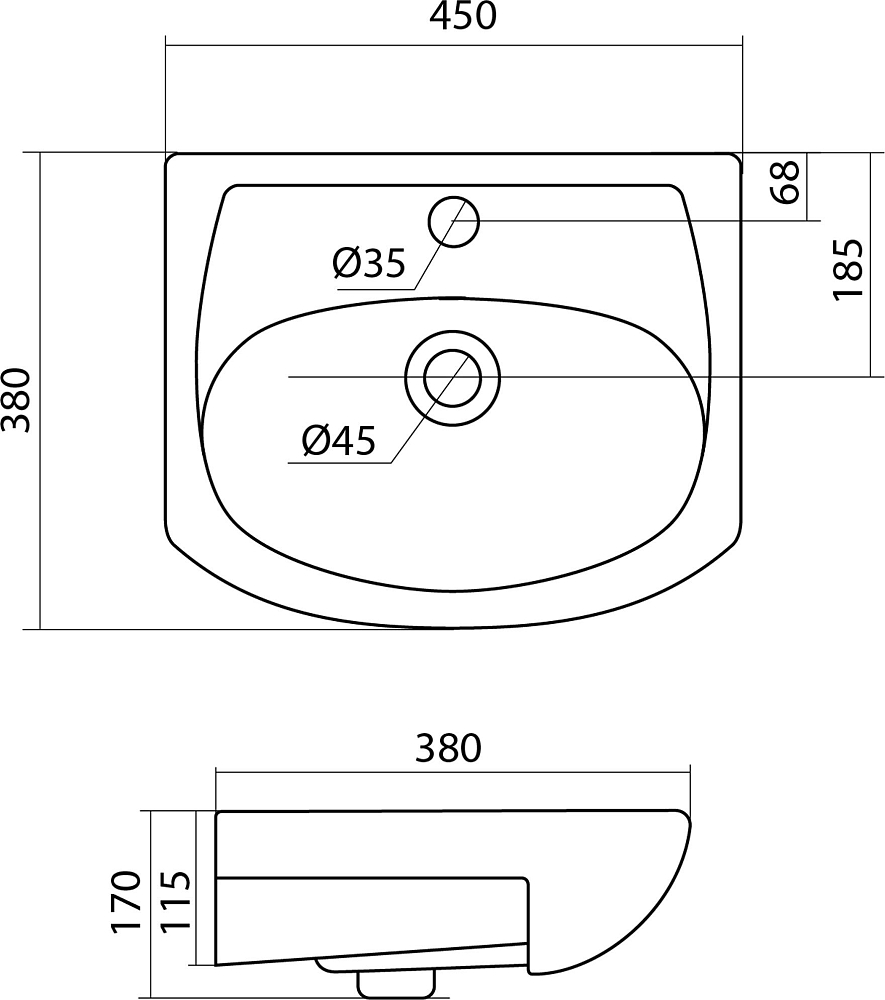 Раковина Aquaton Акванью 45 1WH110150