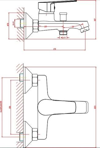 Смеситель для ванны и душа Orange Loop M26-100ni, никель