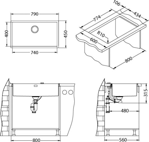 Кухонная мойка Alveus Quadrix 60 - Monarch 1117478, золото