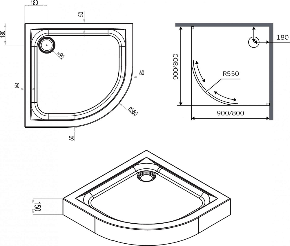 Душевой поддон AM.PM X-Joy 80x80 W88T-205-080W64, белый