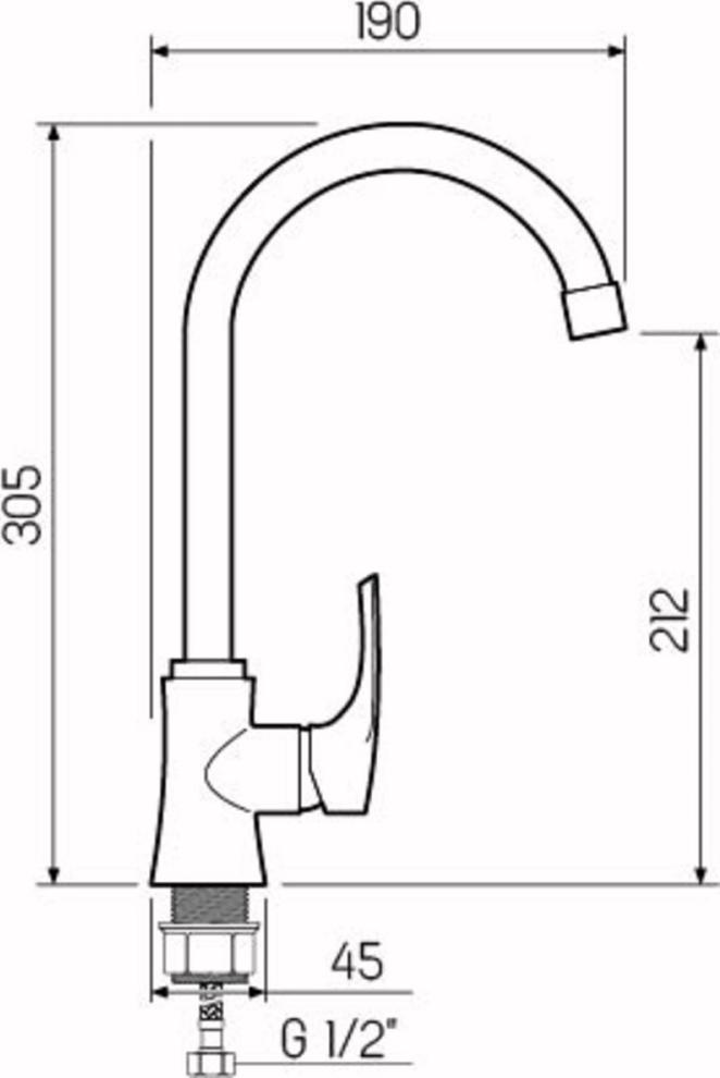 Смеситель для кухни РМС SL126-017F, хром