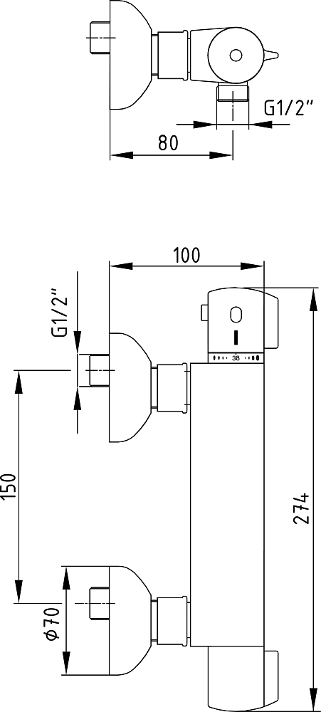 Термостат E.C.A. Thermostatic 102102341 для душа