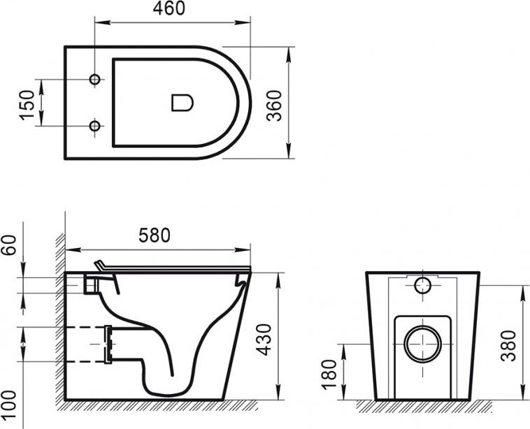 Приставной унитаз BelBagno Flay-R BB1003CBR