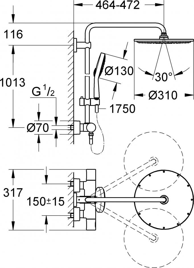 Душевая стойка Grohe Rainshower System 310 27968000