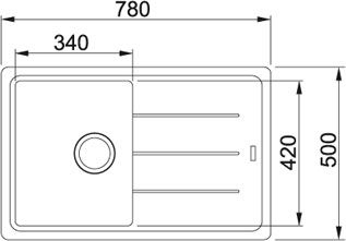 Кухонная мойка 78 см Franke Basis BFG 611 3,5" 114.0259.930, серый