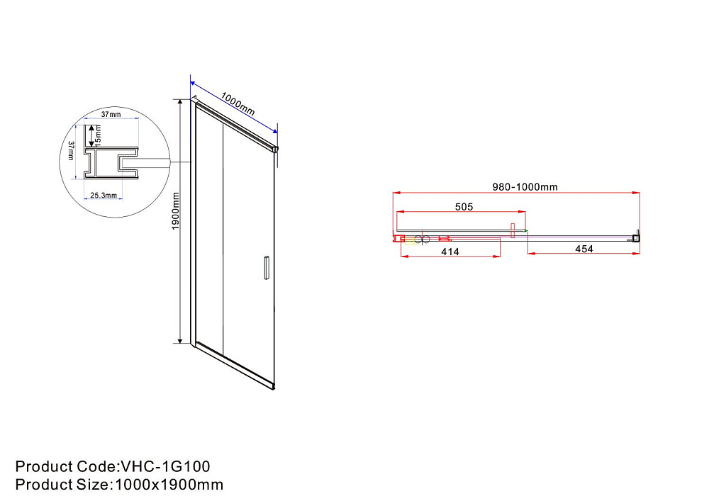 Душевой уголок Vincea Garda VSS-1G1012CGB 120x100, черный, стекло тонированное