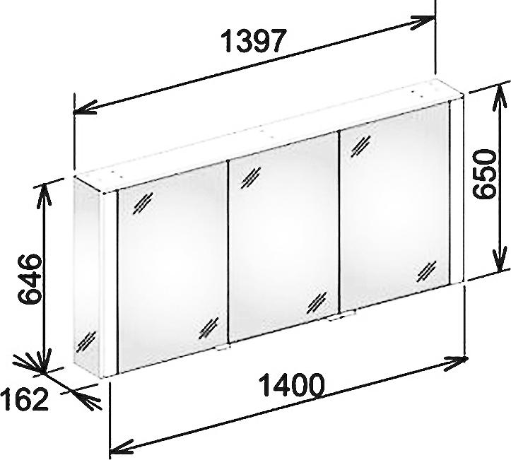 Зеркало-шкаф Keuco Royal 60 140 см 3 дверцы