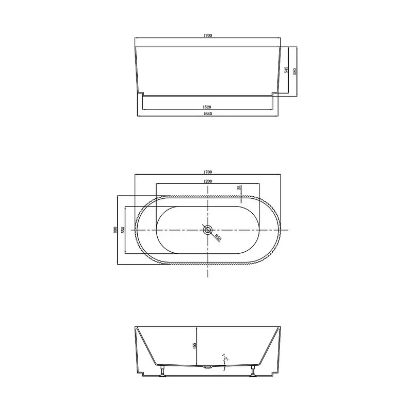 Акриловая ванна Vincea 170x80 VBT-426-1700MW, белая