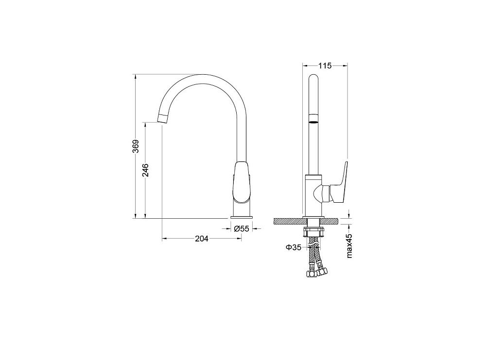 Смеситель для кухни Aquatek AQ1182CR Бетта, хром