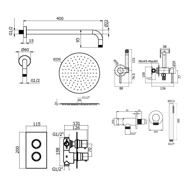 Смеситель для душа Plumberia Selection Ixo KITZXOT18QNO черный