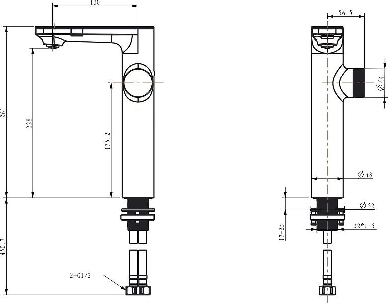 Смеситель для раковины Berges Wasserhaus Morans 076004, черный матовый