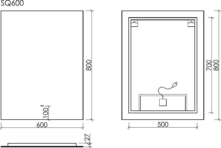 Зеркало Sancos Square 60х80 SQ600