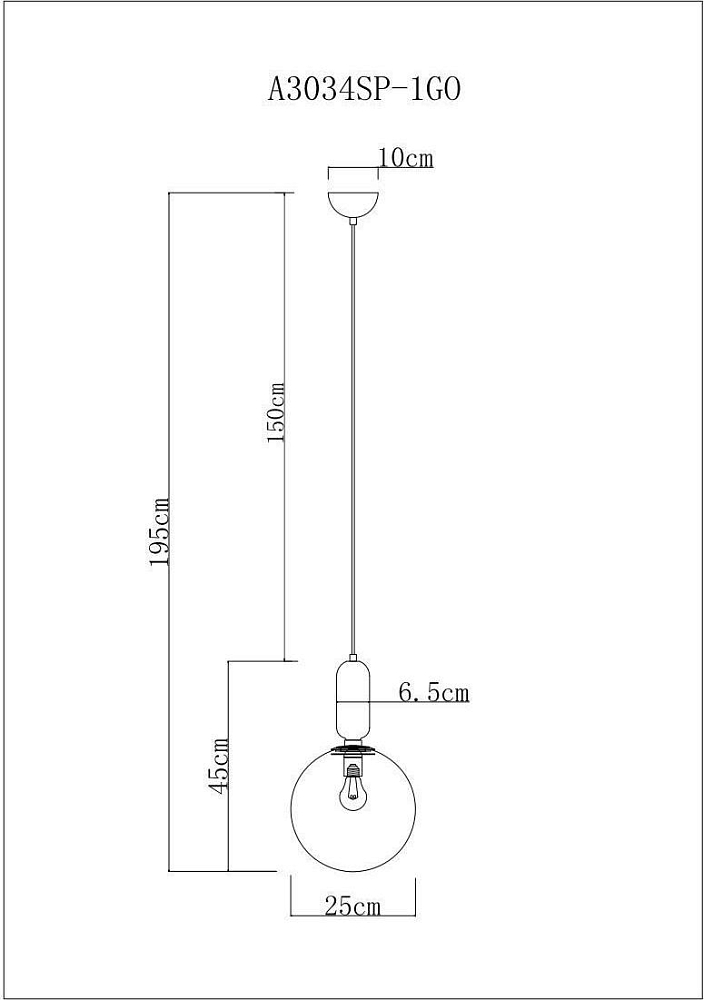 Подвесной светильник Arte Lamp Bolla-Sola A3034SP-1GO