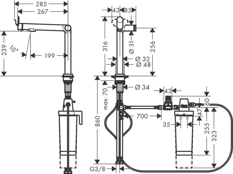 Смеситель для кухни Hansgrohe Aqittura 76802800 серый