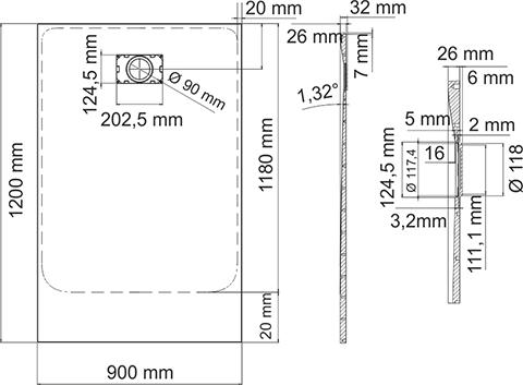 Поддон для душа Wasserkraft Elbe 74T07 120 см