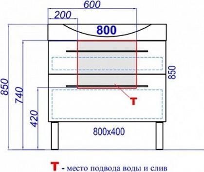 Тумба под раковину 80 см Aqwella Милан Mil.01.08/2n/W белая