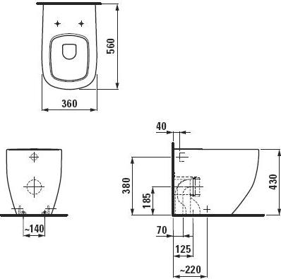 Приставной унитаз Laufen Pro 8.2295.6.000.000.1 под скрытый бачок