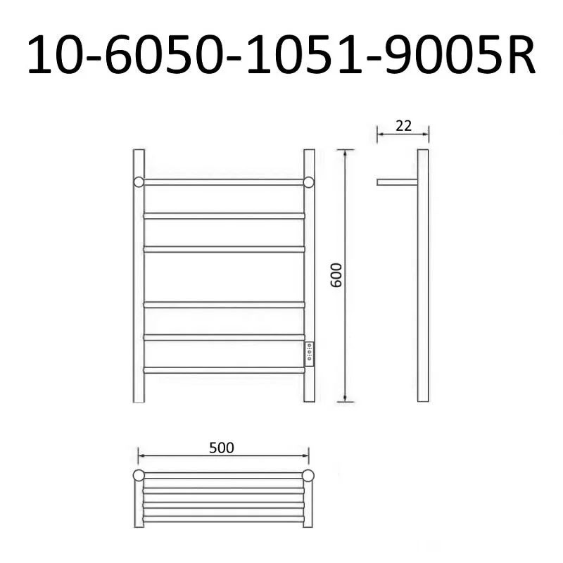 Полотенцесушитель электрический Маргроид Вид 10 10-6050-1051-9005R черный