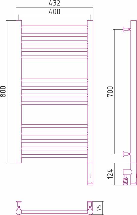 Полотенцесушитель электрический Сунержа Богема 3.0 800x400 30-5805-8040 МЭМ правый, белый матовый