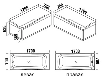 Акриловая ванна Teuco Kinea 571-E6-0/1 белый