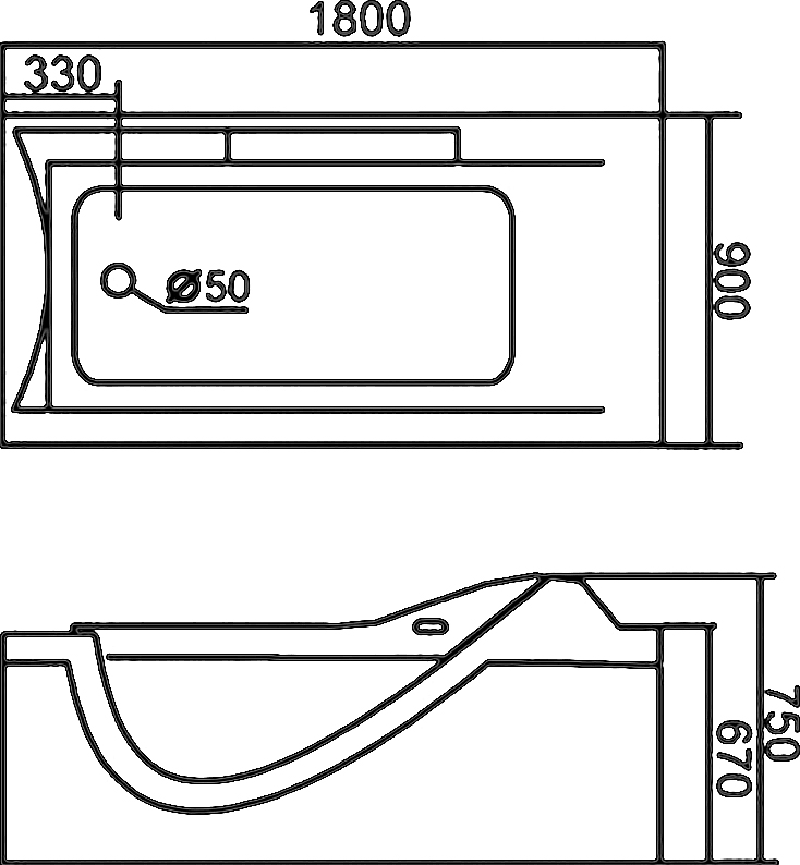 Акриловая ванна Gemy G9055 K R