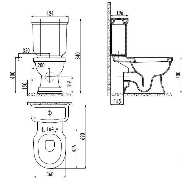 Напольный унитаз Creavit Klasik KL310/KL410/IT5030 с функцией биде, цвет белый без декора