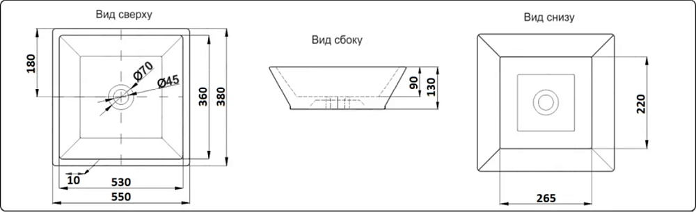 Раковина накладная CeramaLux Серия N N 9212 белый