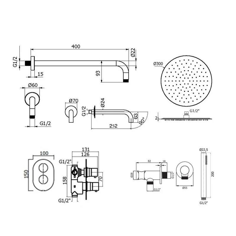 Душевая система Plumberia Selection Ixo KITXOT19QBO260KING белый