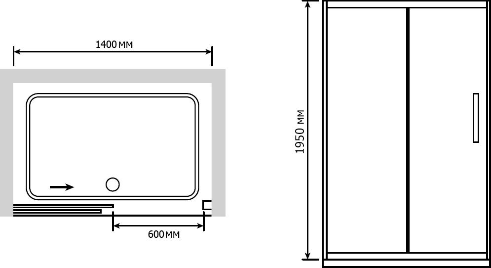 Душевая дверь в нишу RGW Passage PA-12 (1400-1440)x1950 профиль хром стекло чистое