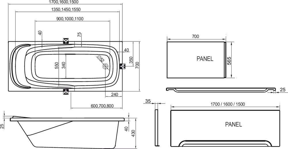 Акриловая ванна Ravak Vanda II 150x70 CO11000000