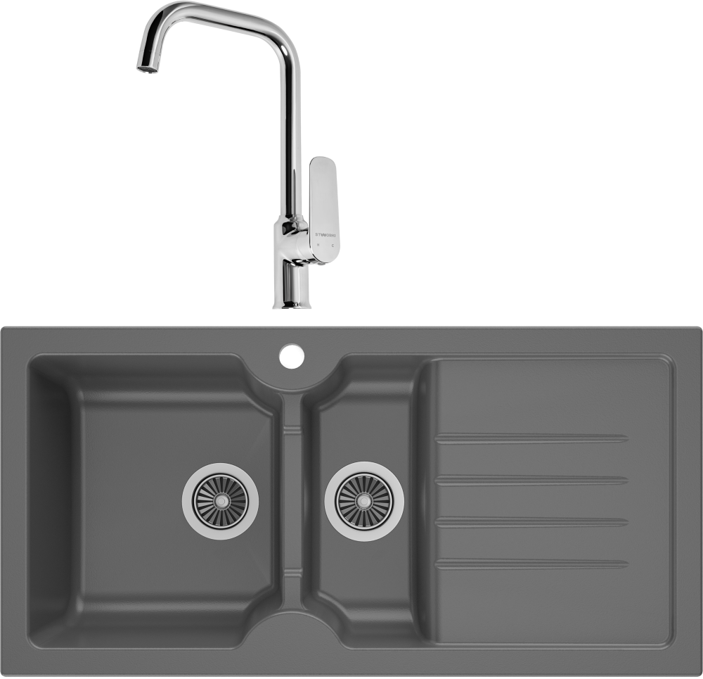 Комплект Мойка кухонная Domaci Сиена 54100-112 антрацит + Смеситель STWORKI
