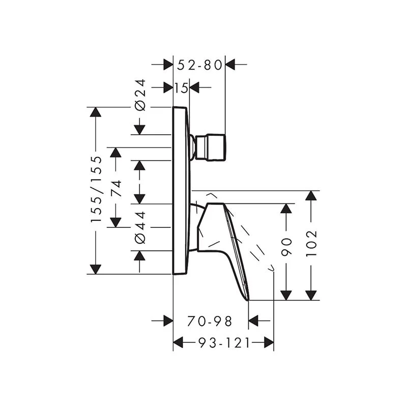 Смеситель для ванны с душем Hansgrohe Logis 71407670 черный