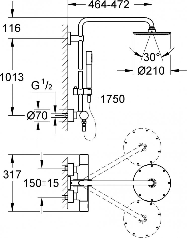 Душевая стойка Grohe Rainshower System 210 27032001