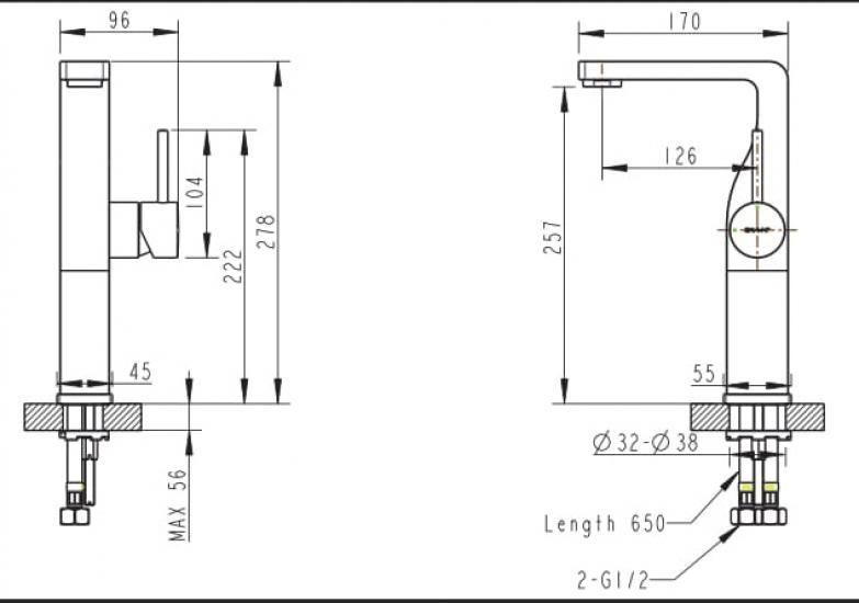 Смеситель для раковины Bravat Arc F16061C-A2-ENG, хром