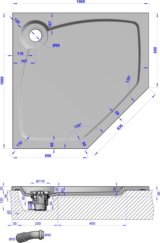 Поддон для душа GuteWetter Deluxe 100x100x2 P чёрный