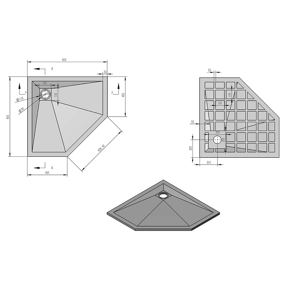 Душевой поддон Vincea VST-4SP9090C 90x90, бежевый