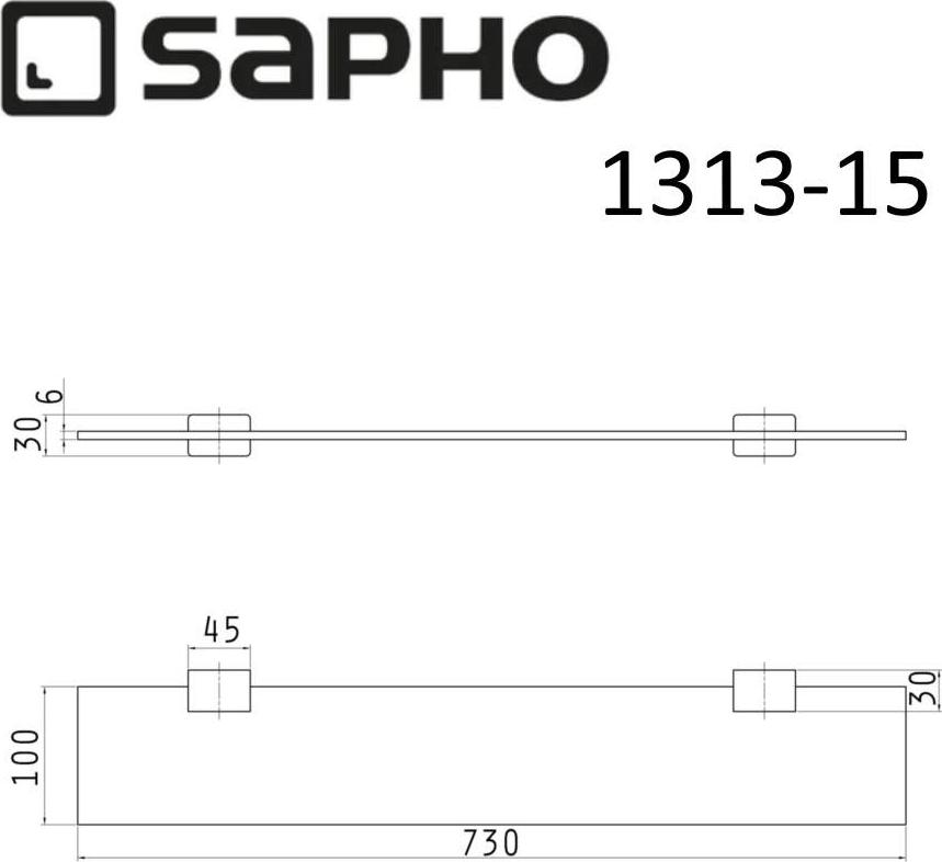 Полочка стеклянная Sapho Everest 1313-15, хром