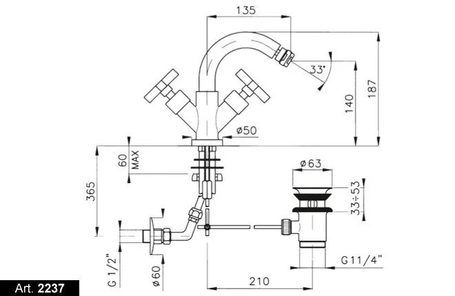 Смеситель для биде Nicolazzi 2237CR27 хром