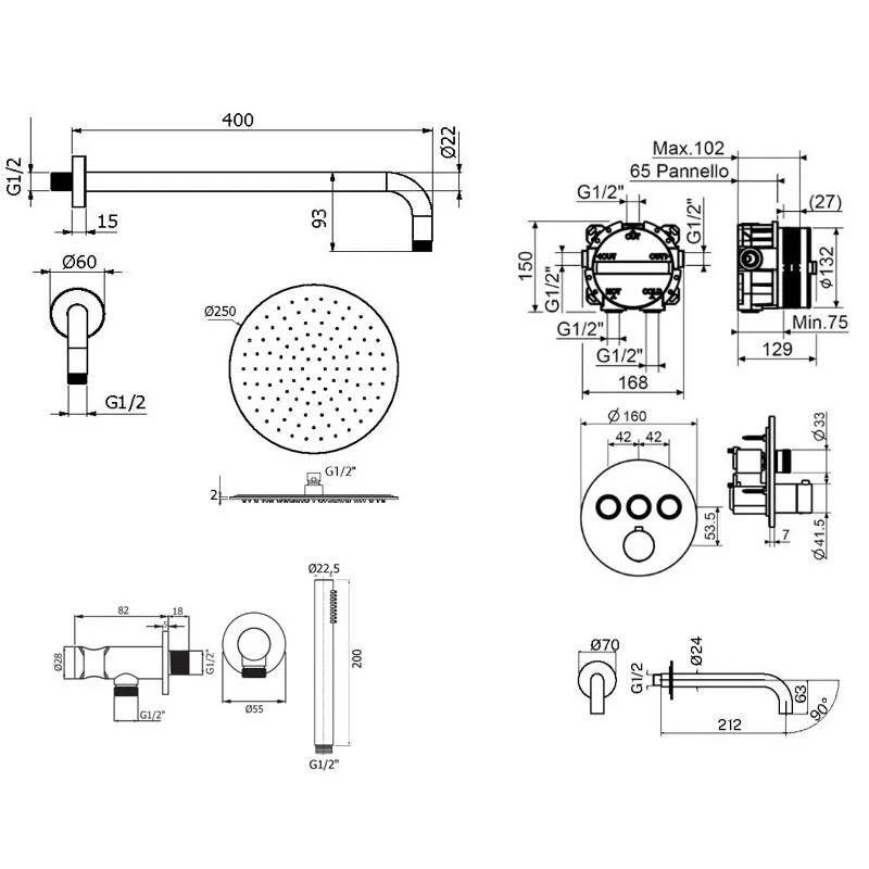 Душевая система Plumberia Selection Psbox KITPSB03NO60 черный