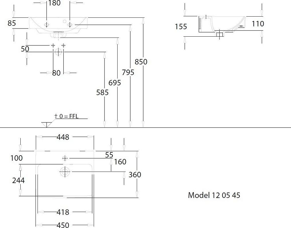 Раковина 45 см Geberit (Keramag) Smyle 120545000, белый