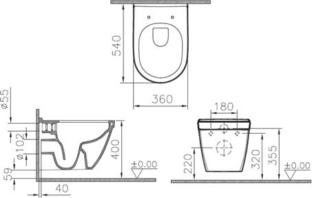 Подвесной унитаз VitrA S50 Rim-ex 5956B003-0075 безободковый