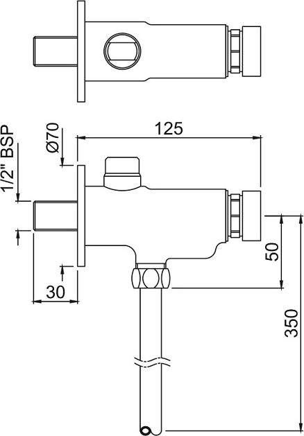 Сливной механизм для писсуара Jaquar Pressmatic PRS-CHR-077, хром