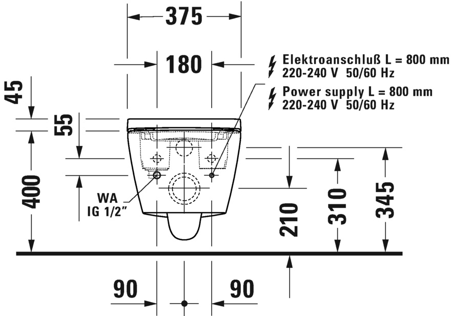 Унитаз подвесной Duravit D-Neo 654000012004300, белый