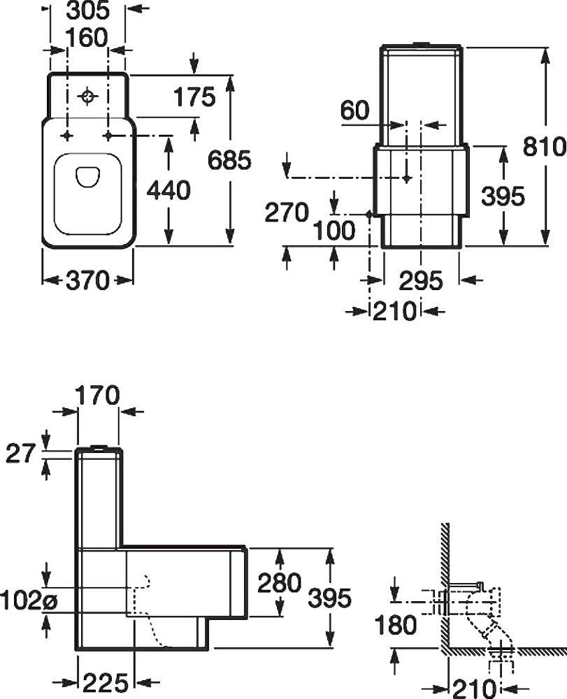 Унитаз-компакт Roca Element 342577000 с бачком 341570000 подвод снизу бачка