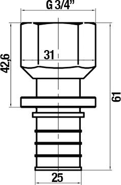 Переходник Stout SFA 0019 25xG 3/4" аксиальный с накидной гайкой