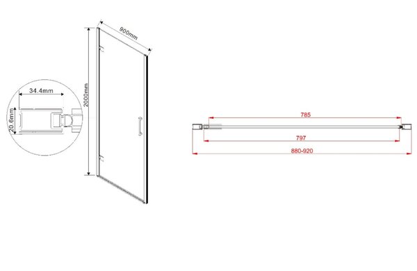 Душевая дверь Vincea Flex VDP-1F900CGB 90x200 см, черный, стекло тонированное