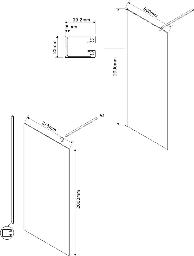 Душевая перегородка Vincea Walk-in VSG-1W900CG 90 см, стекло тонированное