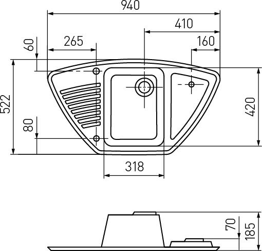 Кухонная мойка Aquaton Лория 52 1A715032LR230, серый